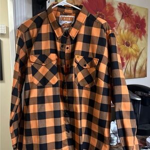 Dixxon Womens Orange and Black Flannel
